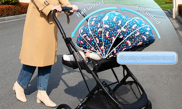 It is best to adjust the awning of the stroller from multiple angles