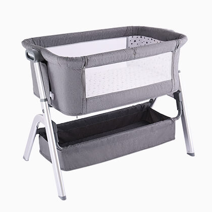 Grey baby bedside crib