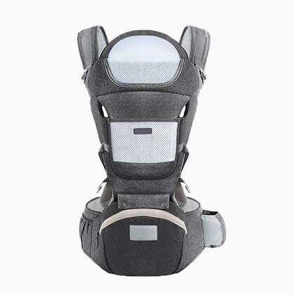 Gray baby hip seat carrier